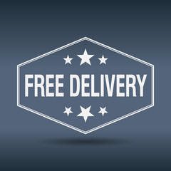 free delivery hexagonal white vintage retro style label