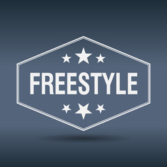 freestyle hexagonal white vintage retro style label