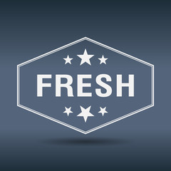 fresh hexagonal white vintage retro style label