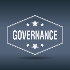 governance hexagonal white vintage retro style label