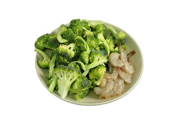 Thai healthy food fresh broccoli with shrimp