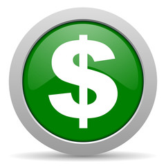 dollar green glossy web icon