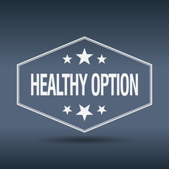 healthy option hexagonal white vintage retro style label