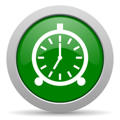 alarm green glossy web icon