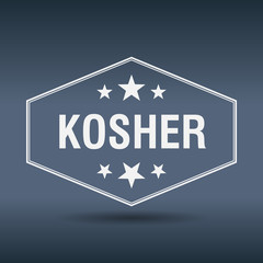 kosher hexagonal white vintage retro style label