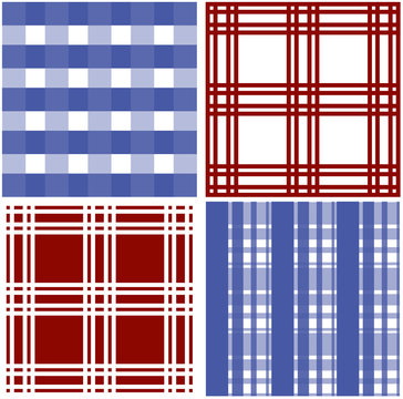 Set of stripes and squared pattern background