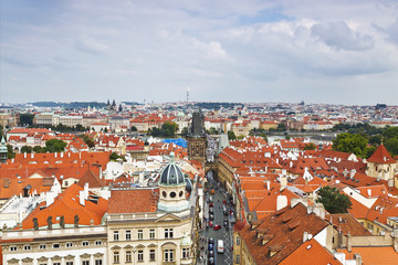 Fototapeta na wymiar Prague roof tops (Old Town district), Czech Republic