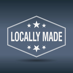 locally made hexagonal white vintage retro style label