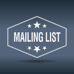 mailing list hexagonal white vintage retro style label