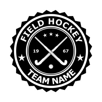 Black badge emblem desizhn for the team field hockey. Vector ill