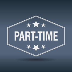 part-time hexagonal white vintage retro style label