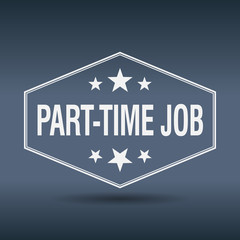 part-time job hexagonal white vintage retro style label