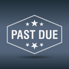 past due hexagonal white vintage retro style label