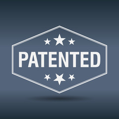 patented hexagonal white vintage retro style label