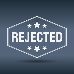 rejected hexagonal white vintage retro style label