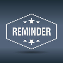 reminder hexagonal white vintage retro style label