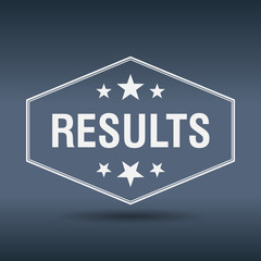 results hexagonal white vintage retro style label