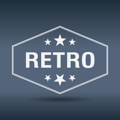 retro hexagonal white vintage retro style label