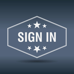 sign in hexagonal white vintage retro style label