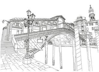 Venice - Grand Canal. View of the Rialto Bridge - obrazy, fototapety, plakaty