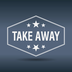 take away hexagonal white vintage retro style label