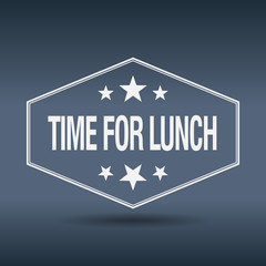 time for lunch hexagonal white vintage retro style label
