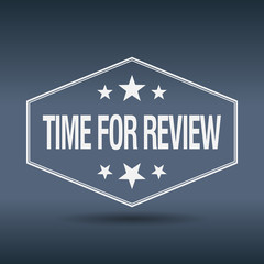 time for review hexagonal white vintage retro style label