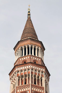 Bell tower of the San Gottardo church in Milan, Italy