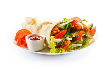 Kebab - grilled meat and vegetables 