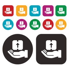 Cargo icon . Box icon . Hand handle package icon