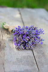 bouquet of lavender on the old table