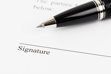 Signature field on document with pen