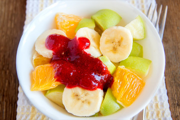 Fruit salad with cranberry sauce