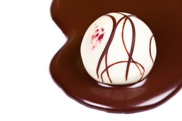 Chocolate Truffle and Dark Hot Chocolate (on White Background)