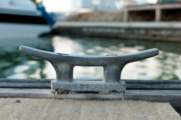 Cleat at the marina for boat docking