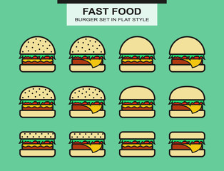Set of different shape burgers.