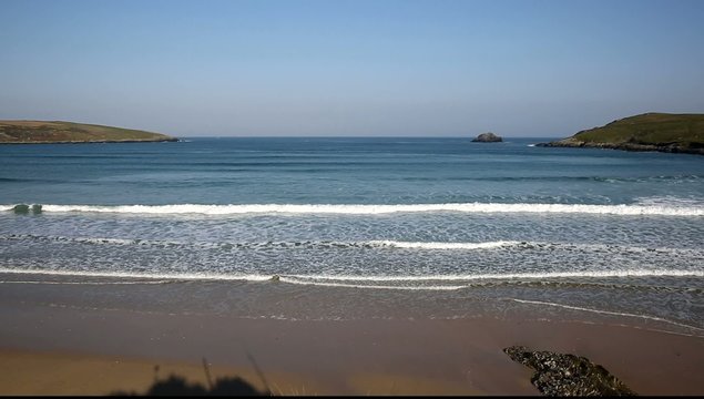 Crantock beach waves North Cornwall England UK near Newquay
