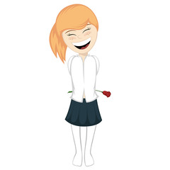 Girl with surprise - Lovely ginger girl with a rose