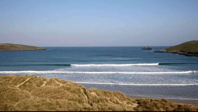Spring morning Crantock beach Cornwall UK near Newquay
