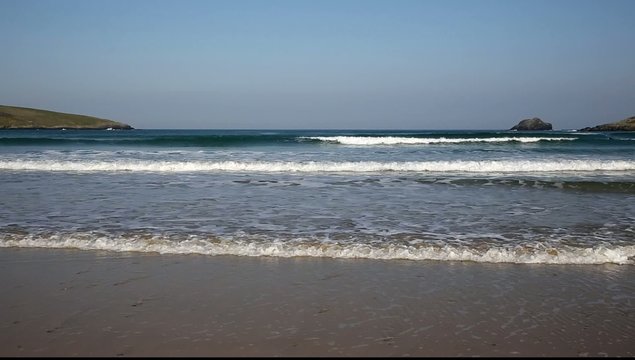 Cornish surf and waves Crantock North Cornwall UK 