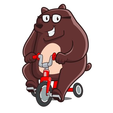 Cute and Funny Bear on a Tricycle cartoon