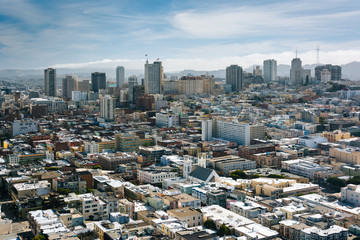 View of the skyline, from Coit Tower in San Francisco, Californi