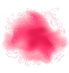 Romantic vector background with border of roses