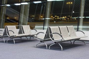 Airport, benches for passengers.
