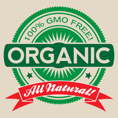 GMO Free Organic Vector Label Isolated