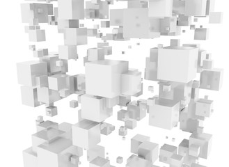 Digital white metallic cubes abstract network illustration