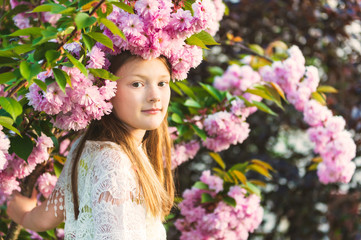 Spring portrait of a cute little girl 