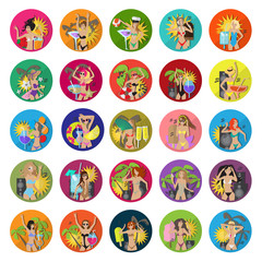 Party Girls Flat Set: Vector Illustration, Graphic Design. For Web, Websites, Print, Presentation Templates And Promotional Materials