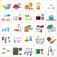 Flat Icons Set: Vector Illustration, Graphic Design. Collection Of Colorful Icons. For Web, Websites, Print, Presentation Templates, Mobile Applications And Promotional Materials