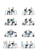 Business People, Different Situation Set - Isolated On White Background - Vector Illustration, Graphic Design Editable For Your Design